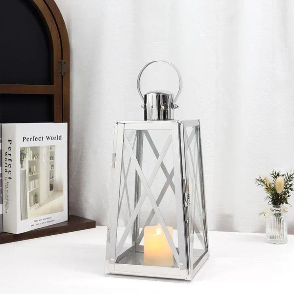 12''H Stainless Steel Decorative Lantern (Trapezoid)