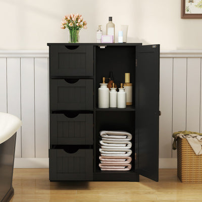 Standing Indoor Wooden Cabinet with 4 Drawers-Black