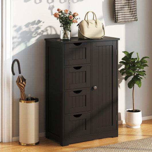 Standing Indoor Wooden Cabinet with 4 Drawers-Black