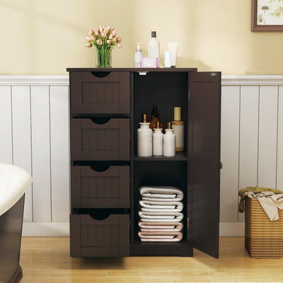 Standing Indoor Wooden Cabinet with 4 Drawers-Brown