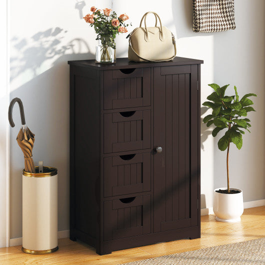 Standing Indoor Wooden Cabinet with 4 Drawers-Brown