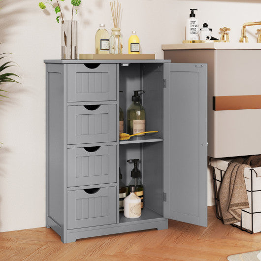 Standing Indoor Wooden Cabinet with 4 Drawers-Gray
