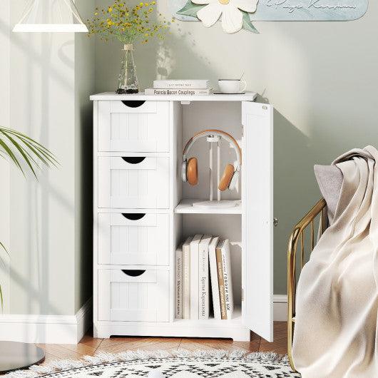Standing Indoor Wooden Cabinet with 4 Drawers-White
