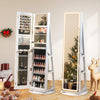Standing Jewelry Cabinet with Adjustable LED Lights-White