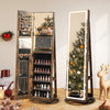 Standing Jewelry Cabinet with Adjustable LED Lights-Coffee