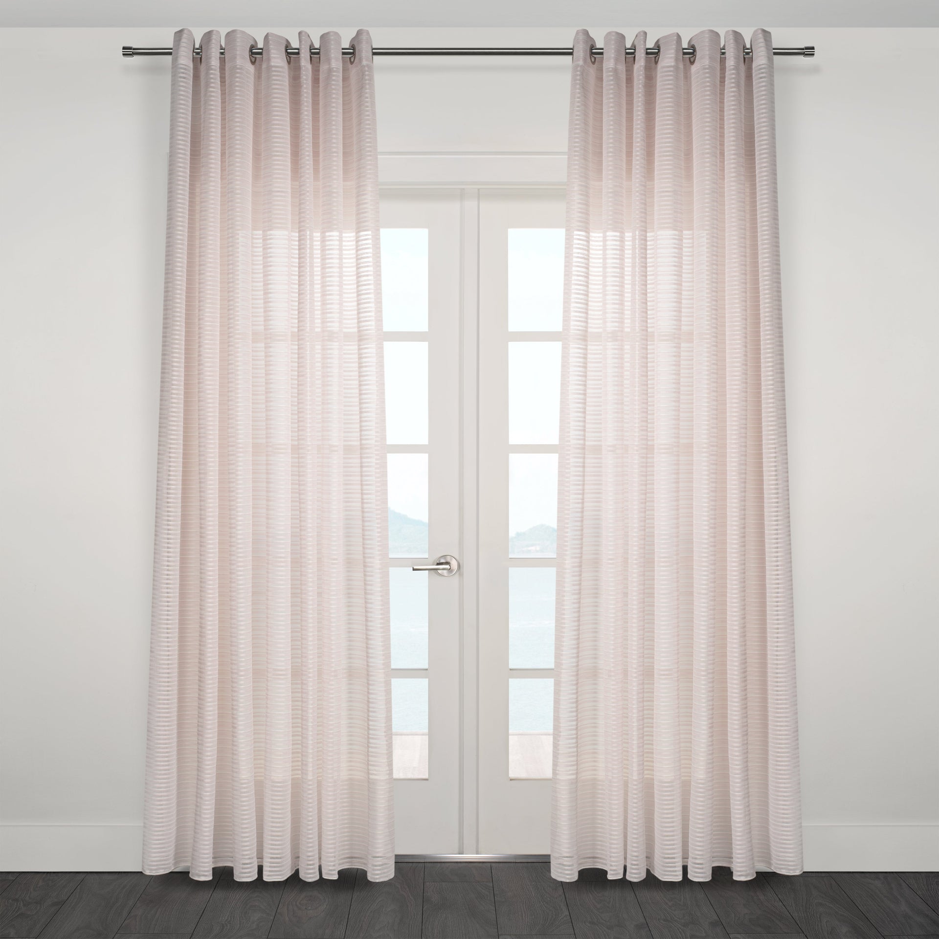 Imola Striped Jacquard Sheer Grommet Curtain