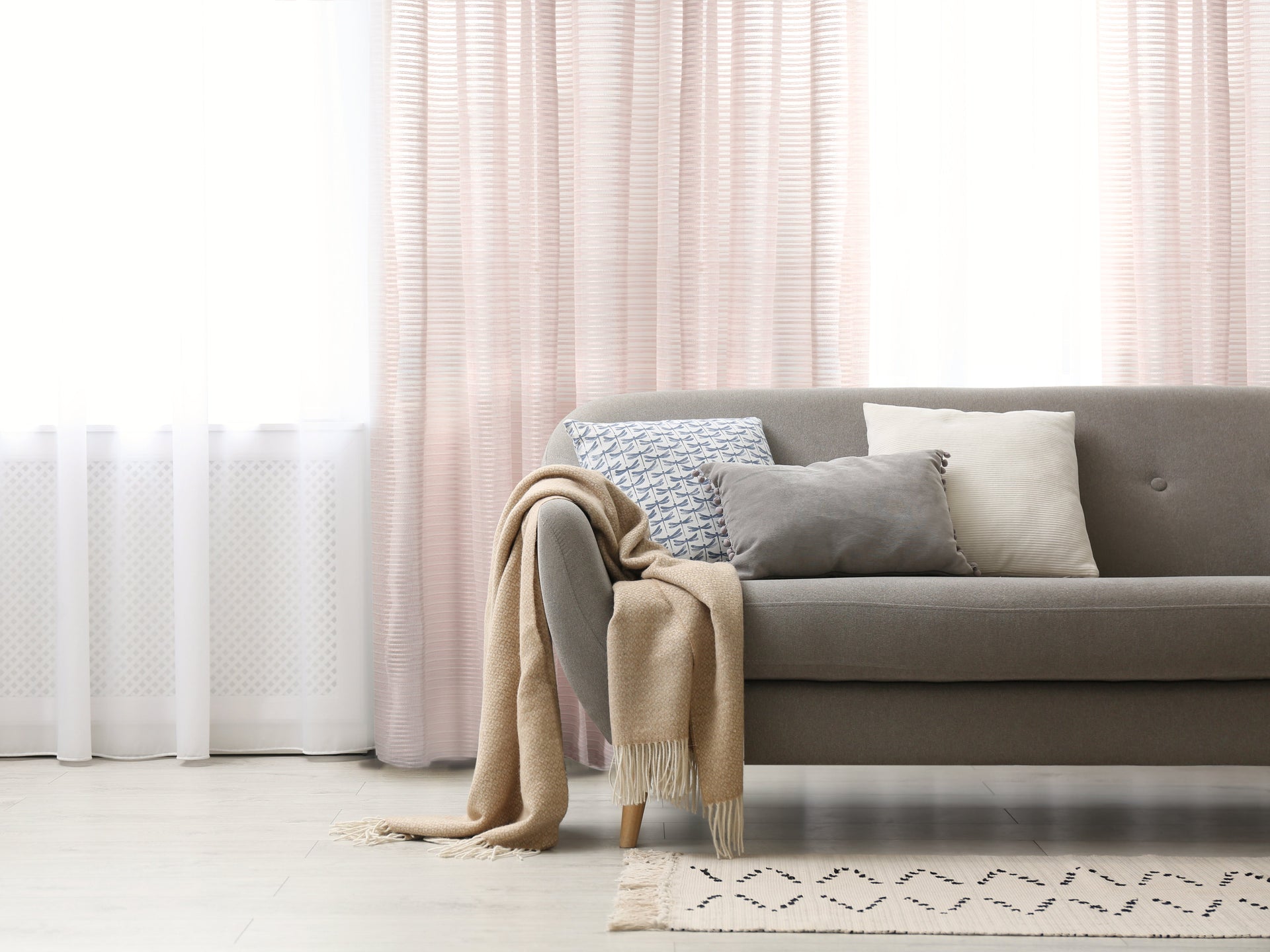 Imola Striped Jacquard Sheer Grommet Curtain