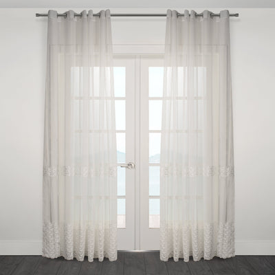 Massa Classic Embroidered Sheer Grommet Curtain 80