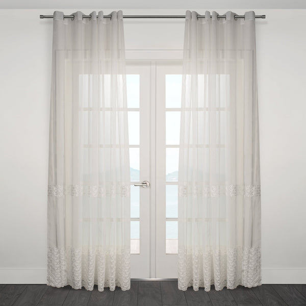 Massa Classic Embroidered Sheer Grommet Curtain 80