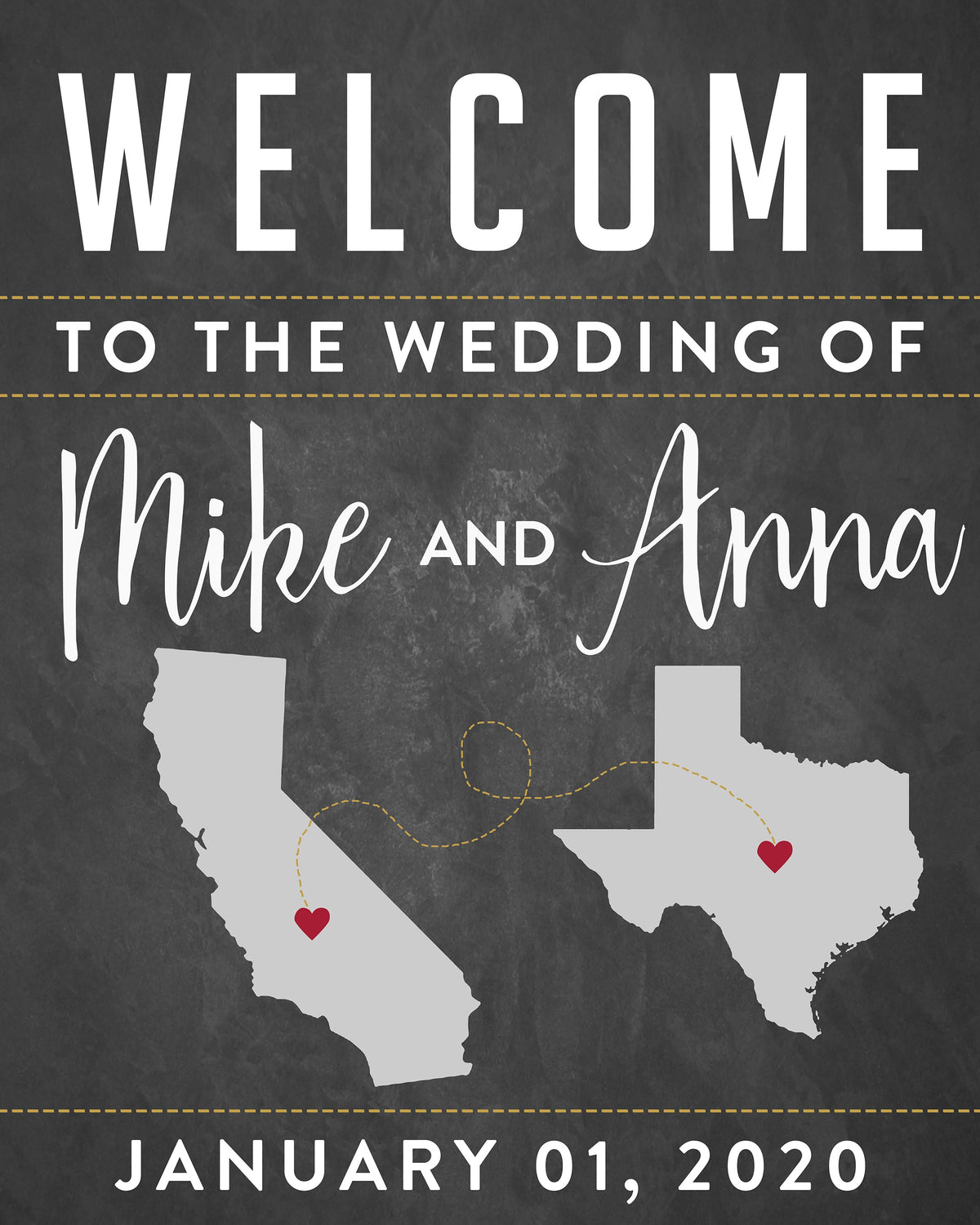 State Wedding Welcome Sign