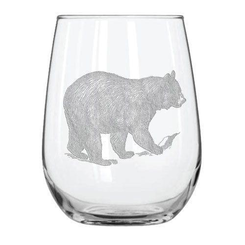 Bear 15.25 oz. Etched Stemless Wine Glass Sets - Gifts for You 'n Me
