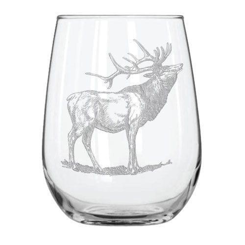 Elk 15.25 oz. Etched Stemless Wine Glass Sets - Gifts for You 'n Me