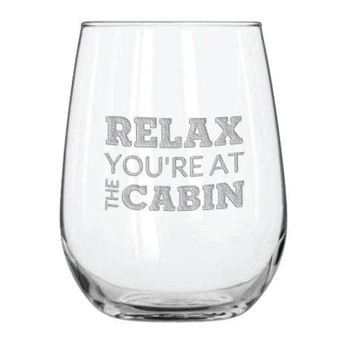 At The Cabin 15.25 oz. Etched Stemless Wine Glass Sets - Gifts for You 'n Me