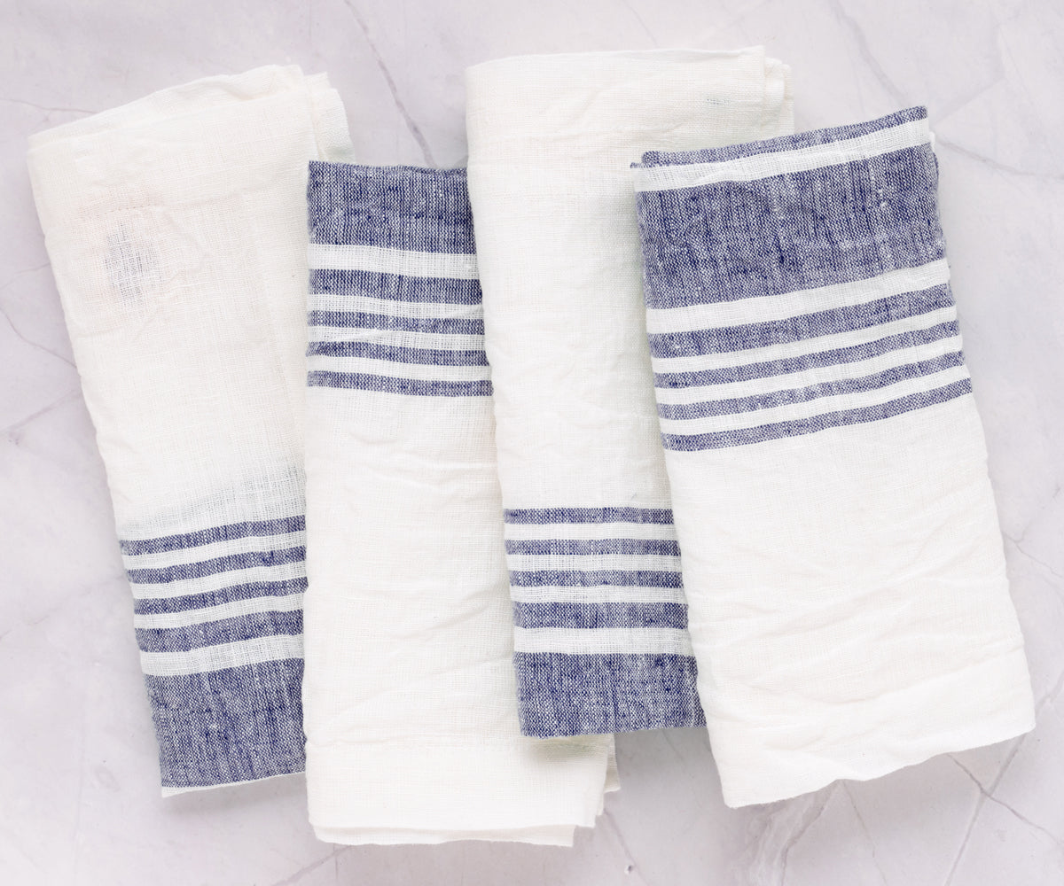 Red Linen Striped Napkins