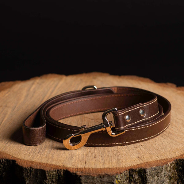 Black Stitched Leather Dog Leash 60'' - Made in Canada NAB Leather