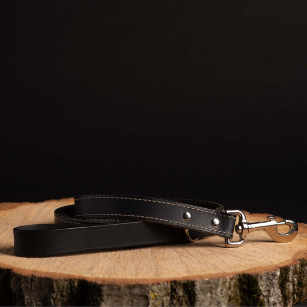 Black Stitched Leather Dog Leash 60'' - Made in Canada NAB Leather