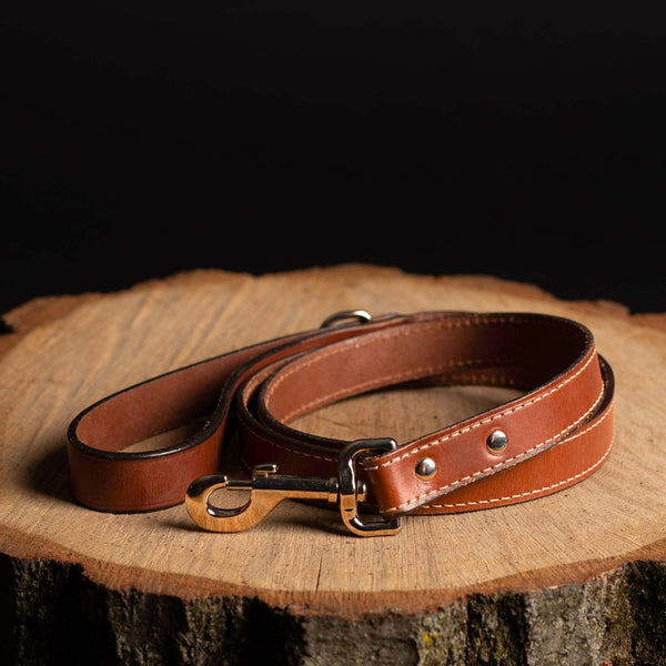 Black Stitched Leather Dog Leash 60'' - Made in Canada NAB Leather