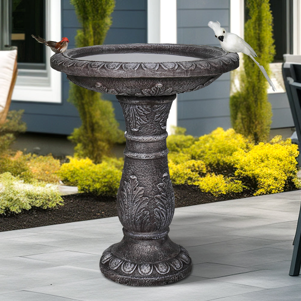 Concrete Leaf Bird Bath Acanthus Carved 24 Inch