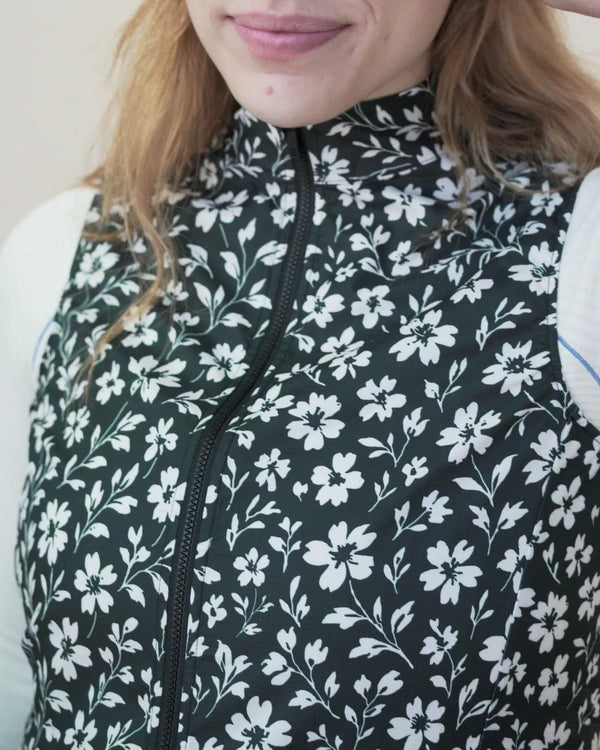 Stop The Wind Cycling Vest - Black Floral Maze