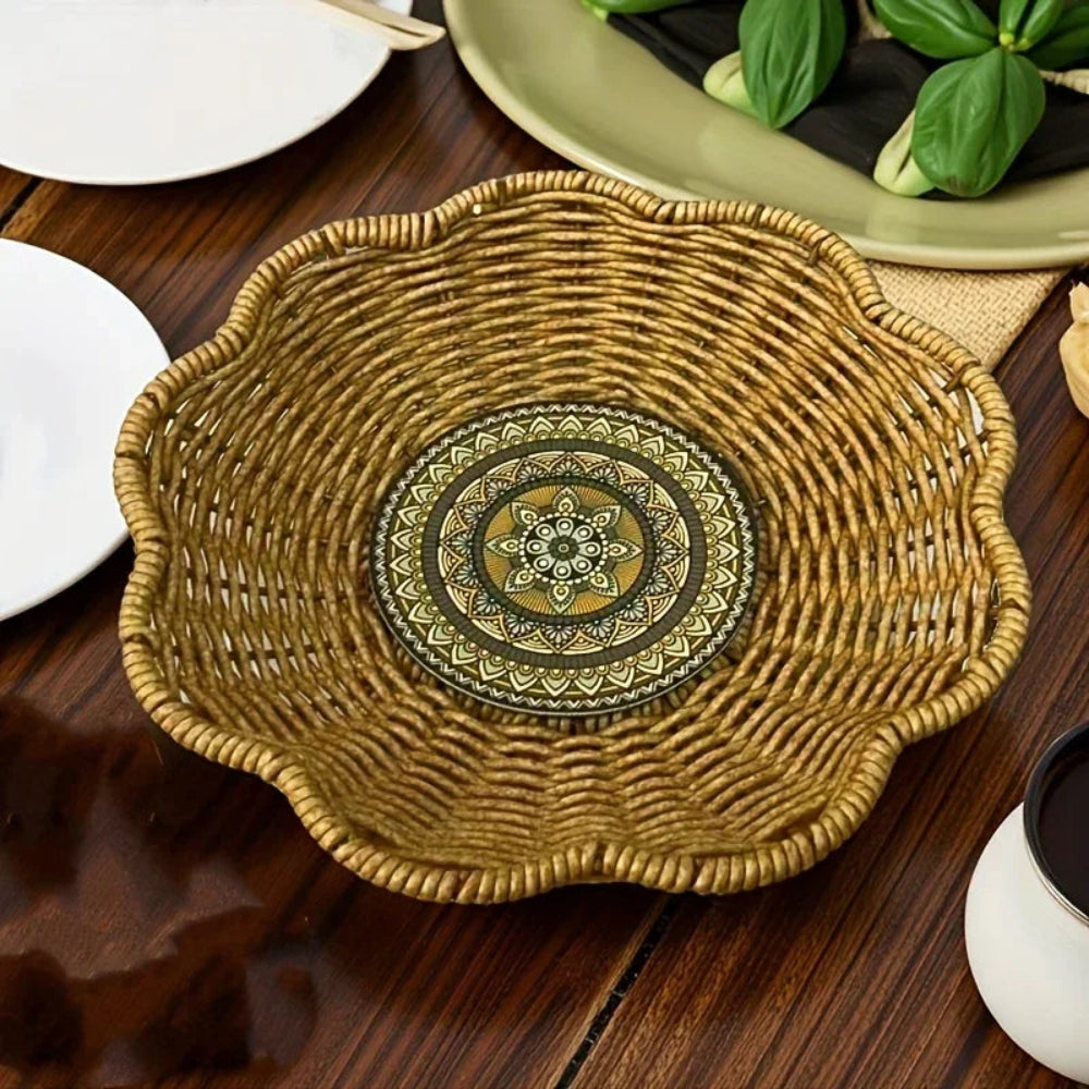 Storage Tray - Handwoven Bohemian Wooden