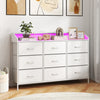 Storage Organizer with LED Lights and 9 Fabric Drawers for Bedroom-White