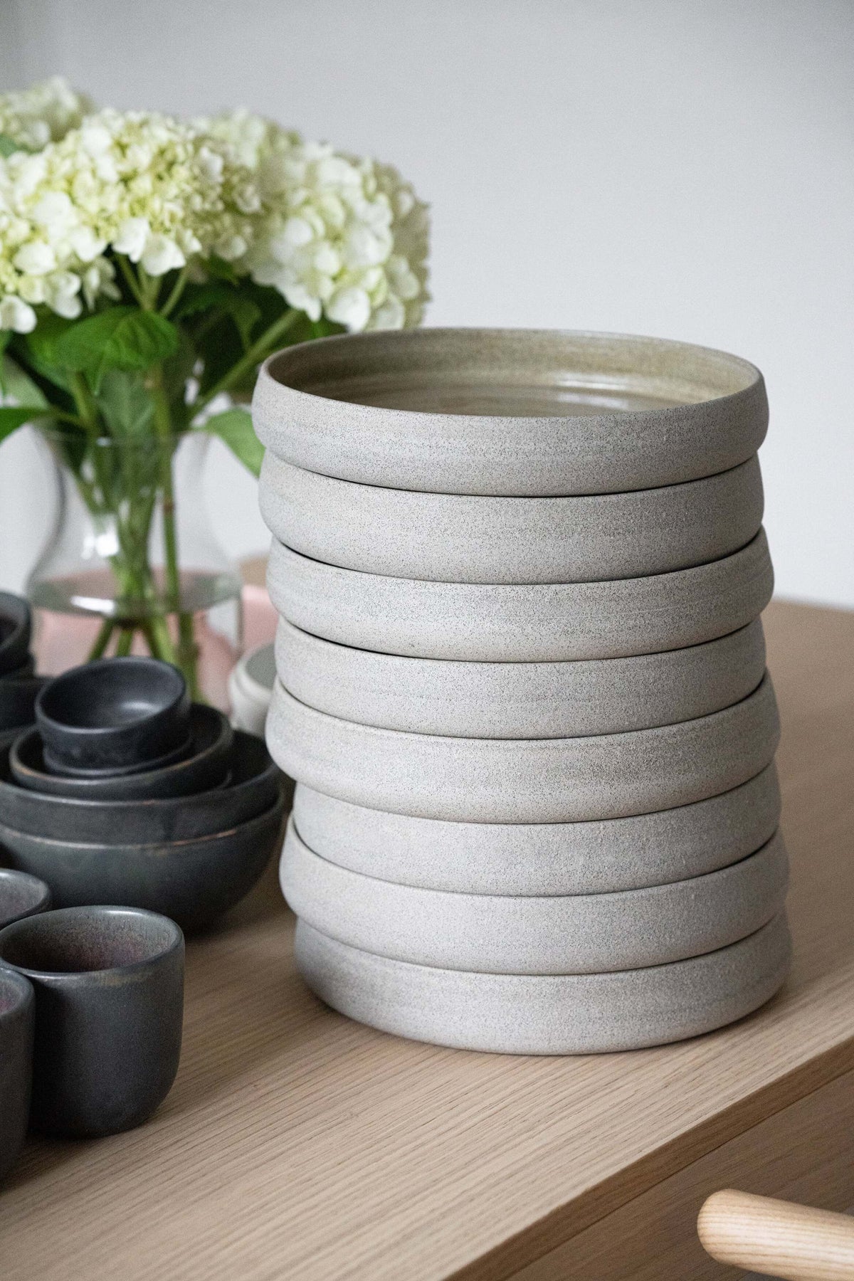 Handmade Stoneware Dinner Plates with High Sides 