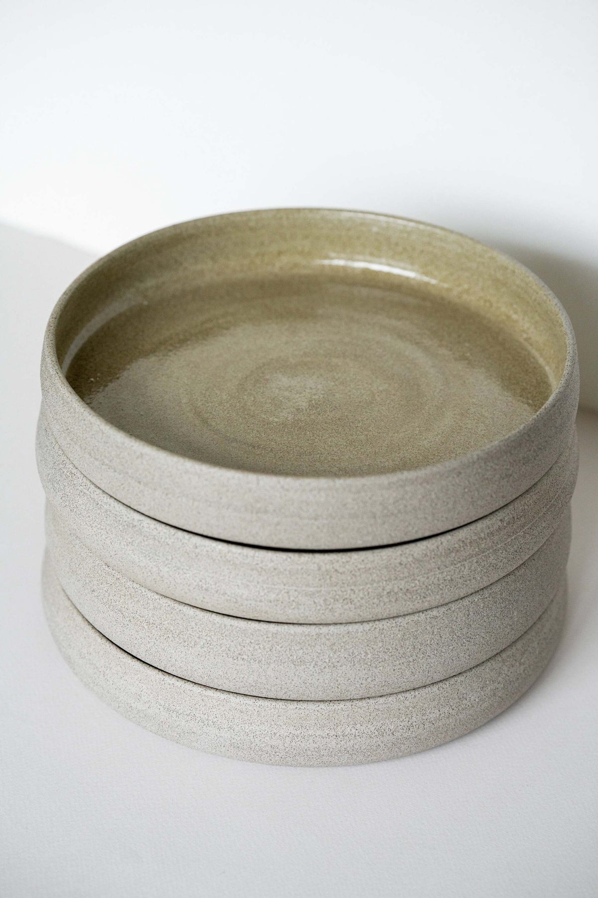 Handmade Stoneware Dinner Plates with High Sides 