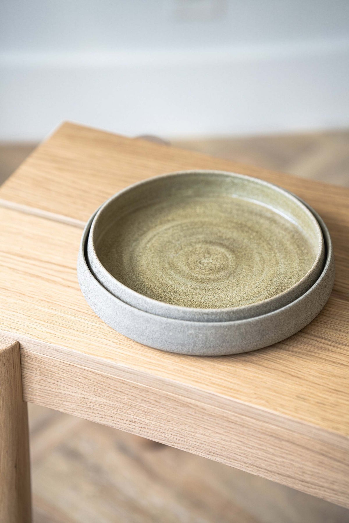 Stoneware Salad Plates with High Sides 