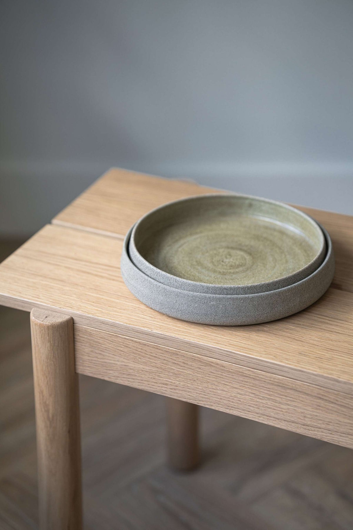Handmade Stoneware Dinner Plates with High Sides 
