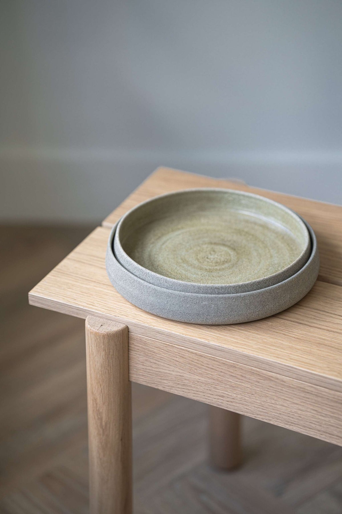 Stoneware Salad Plates with High Sides 