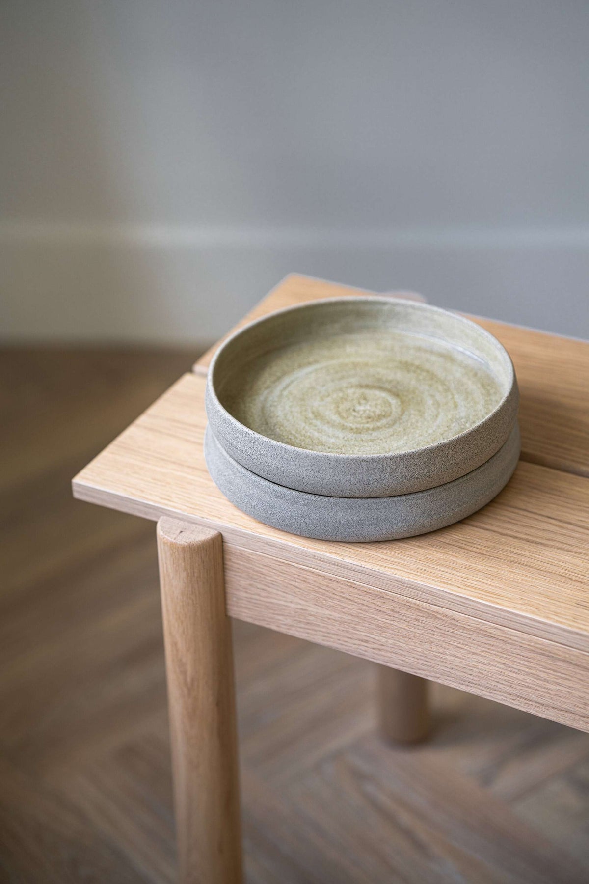Stoneware Salad Plates with High Sides 