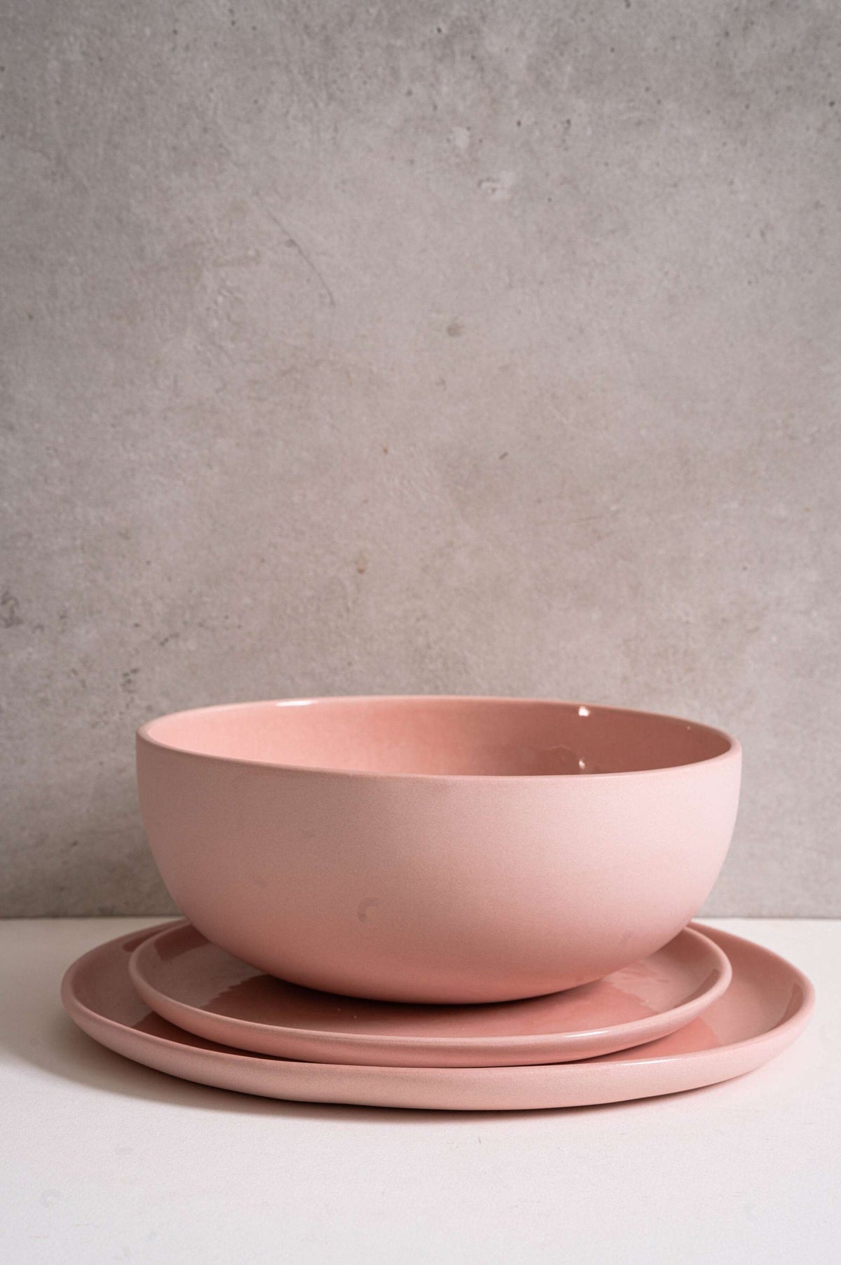 Handmade Porcelain Dinner Plates. Powder Pink