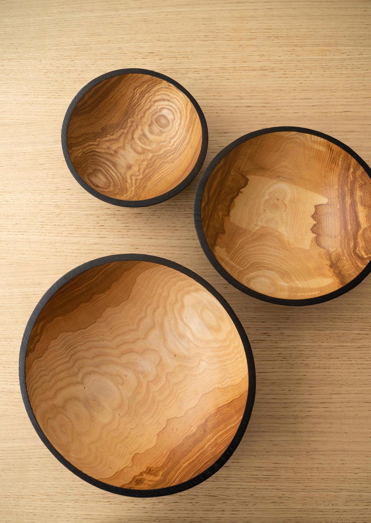 Half Charred Ashwood Nesting Bowl Set
