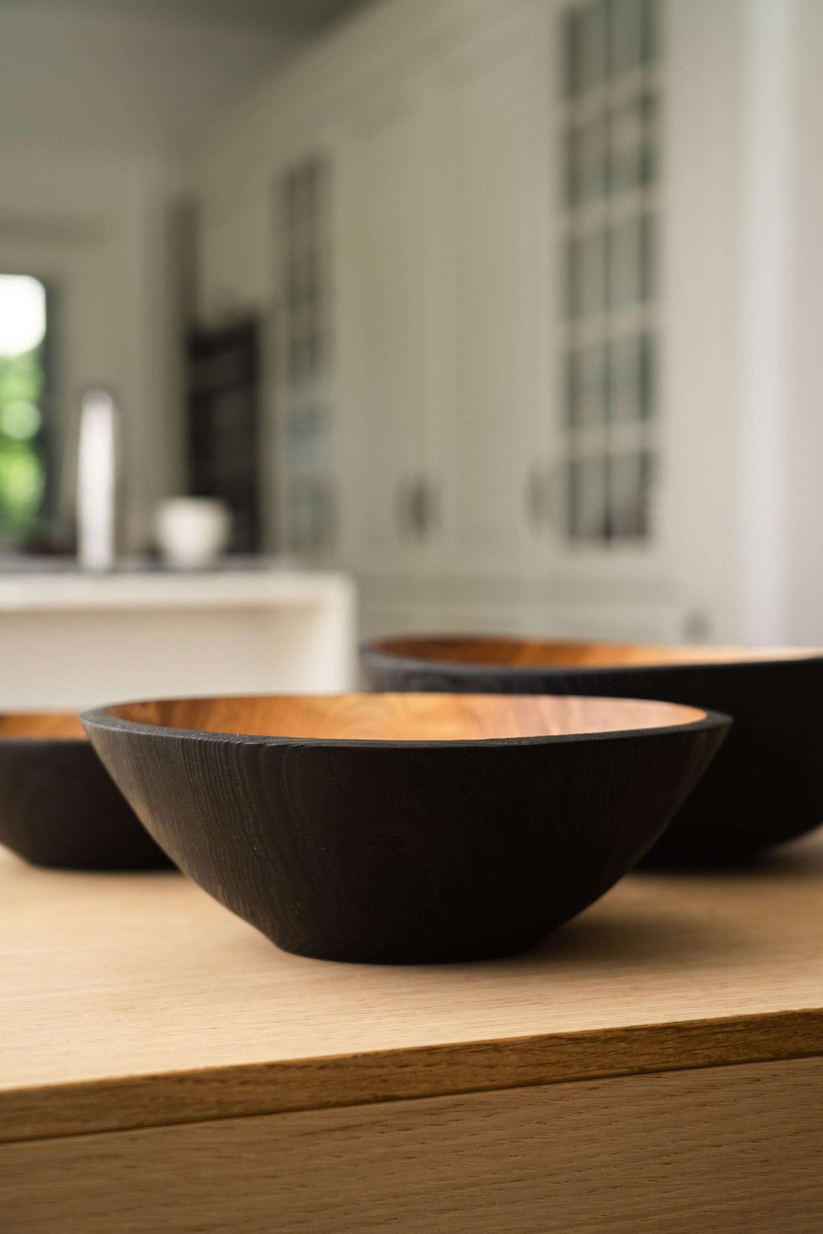 Half Charred Ashwood Nesting Bowl Set