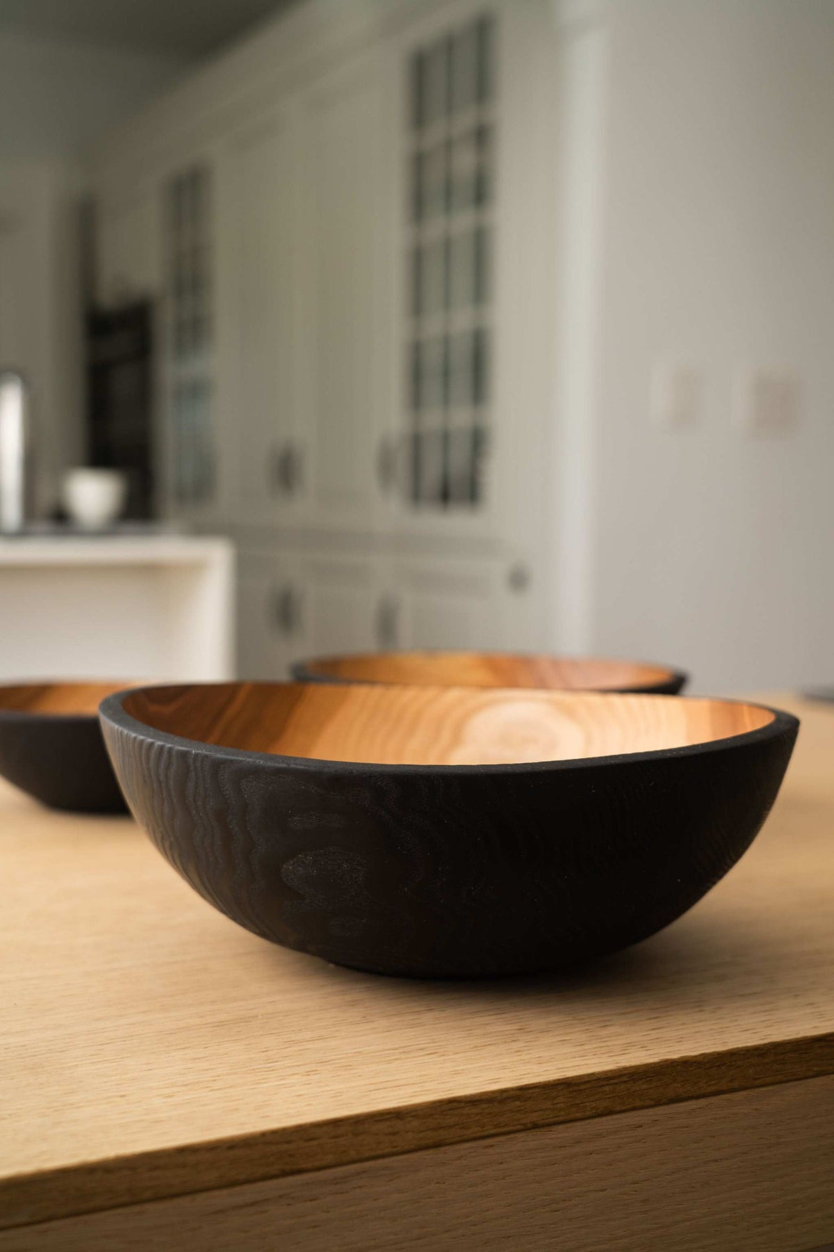 Half Charred Ashwood Nesting Bowl Set
