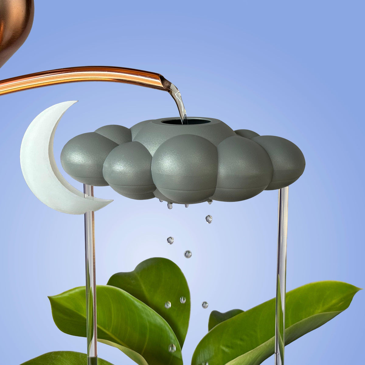 Stormy Dripping Rain Cloud with Glow in the Dark Moon Charm