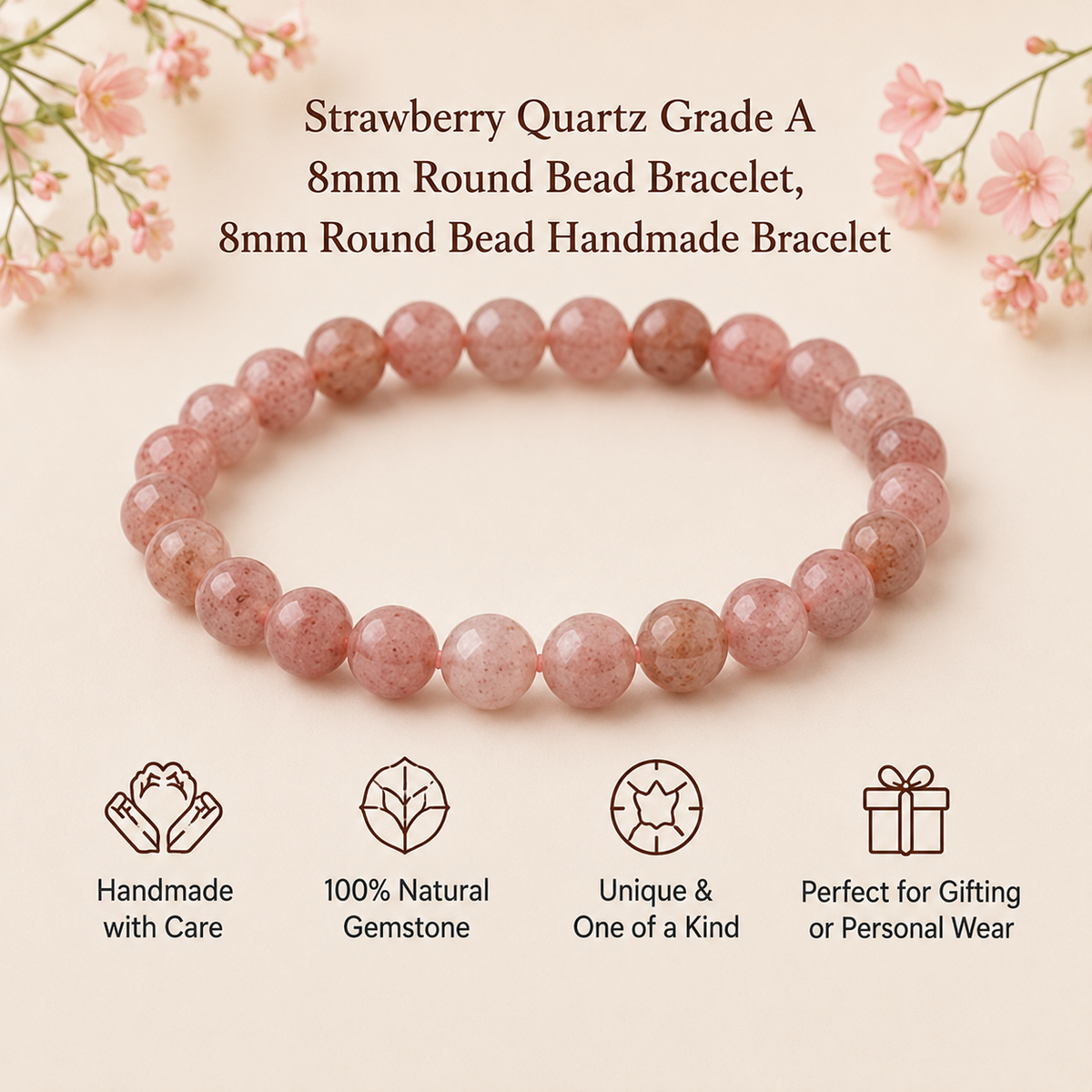 Strawberry Quartz Bracelet (Attraction and Emotional Calmness)