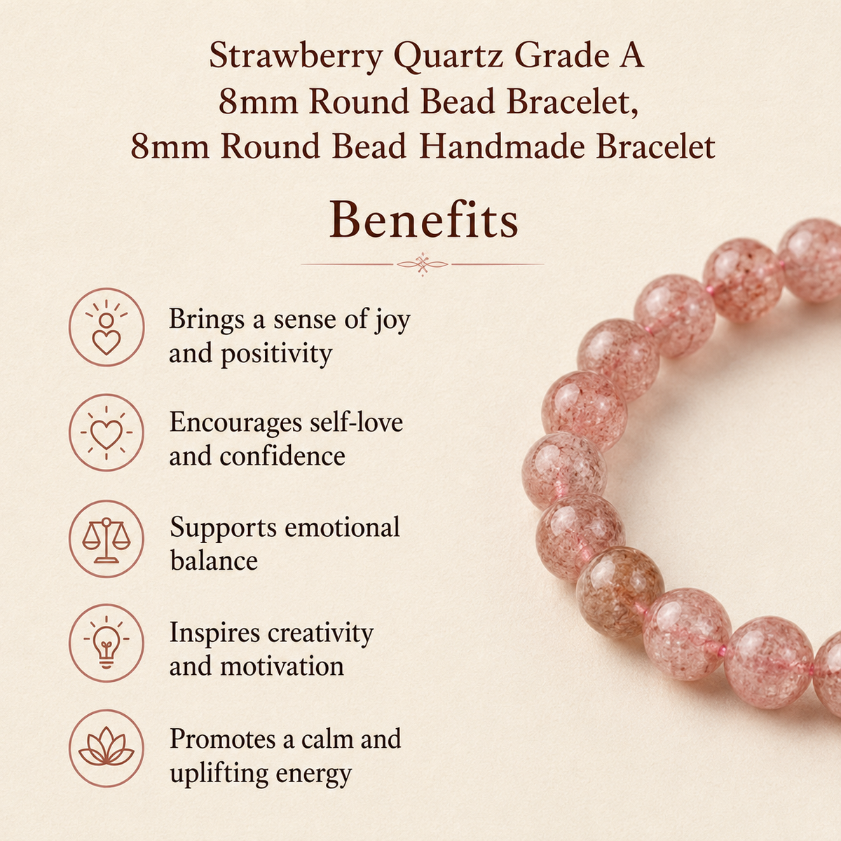 Strawberry Quartz Bracelet (Attraction and Emotional Calmness)