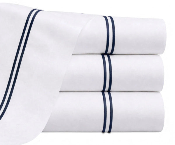 Cotton Flat Sheet - Line Embroidery