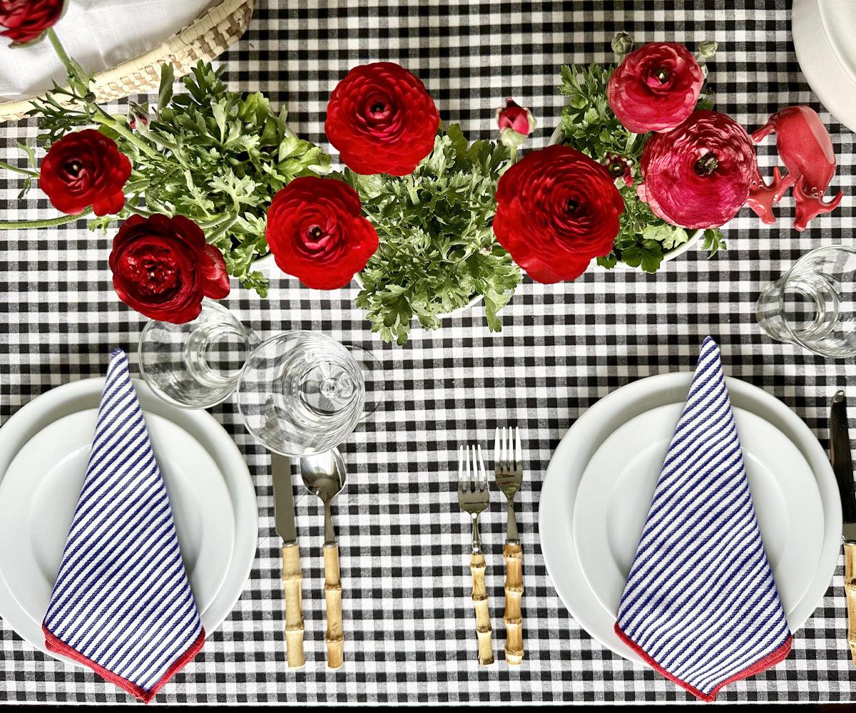 Striped Dinner Napkins with Borders
