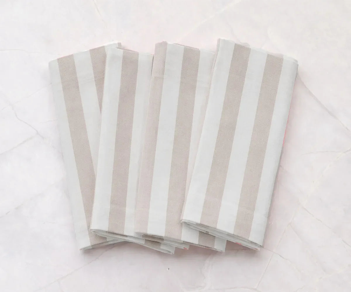 Stripe Napkins - Cotton Linen Blend Napkins