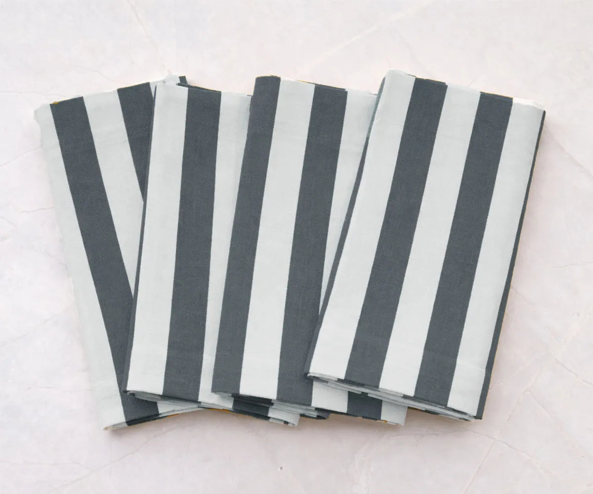 Stripe Napkins - Cotton Linen Blend Napkins