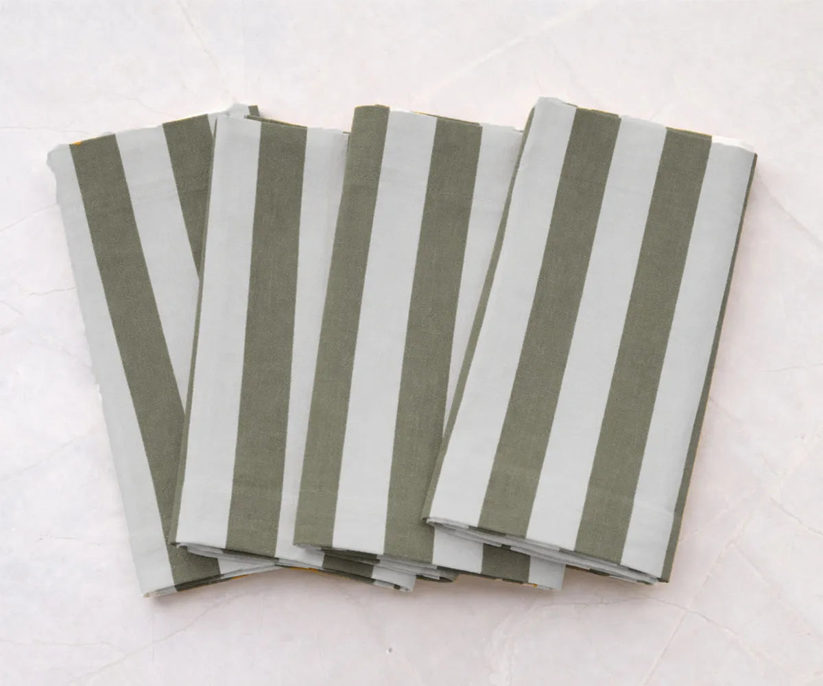 Stripe Napkins - Cotton Linen Blend Napkins
