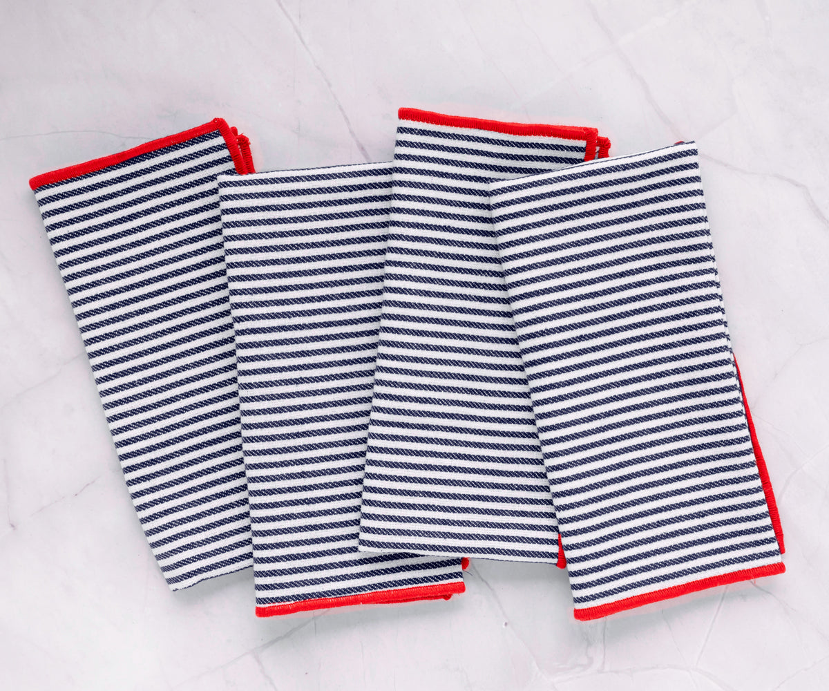Striped Dinner Napkins with Borders
