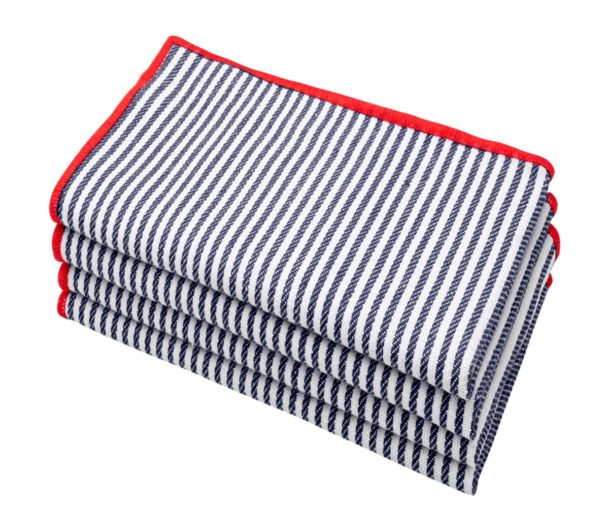 Striped Dinner Napkins with Borders
