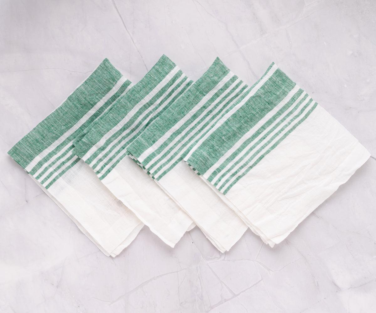 Green Striped Napkins Set of 4, 8 & More