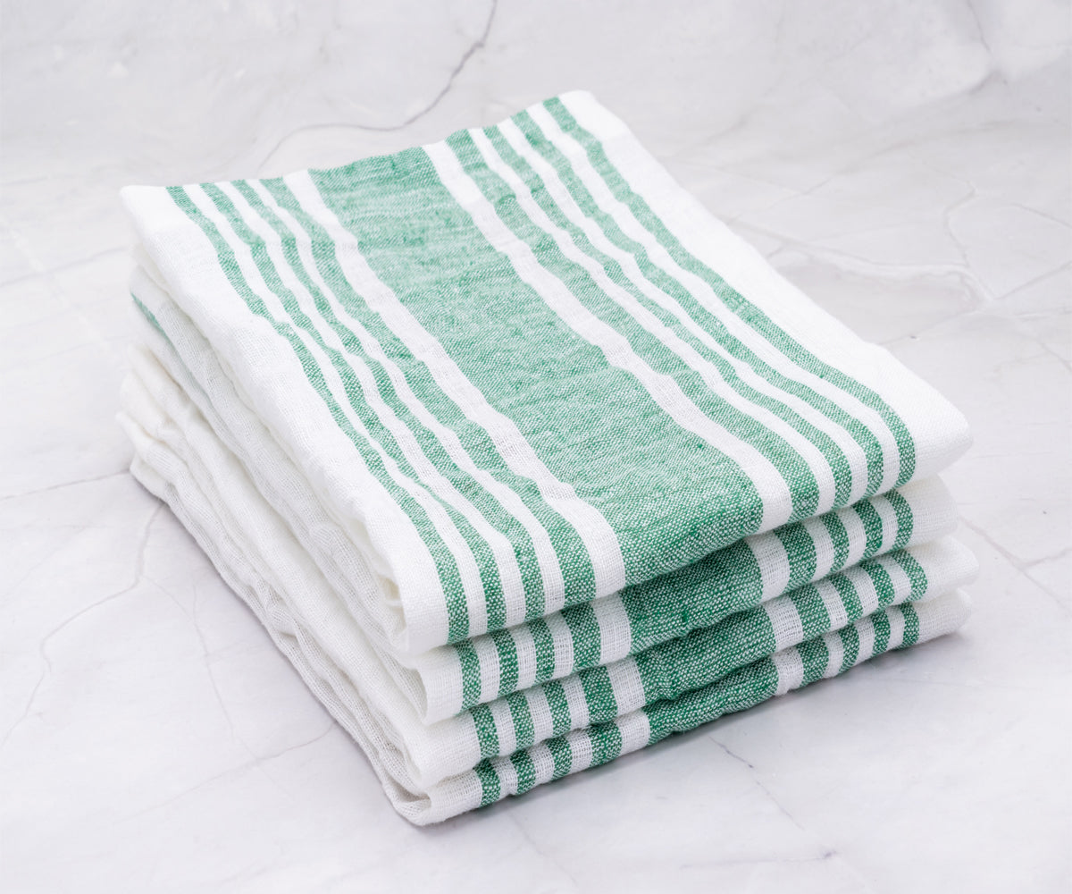 Red Linen Striped Napkins