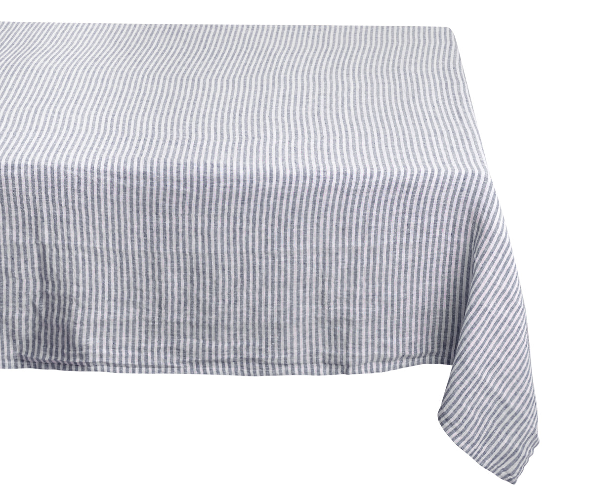 Narrow Stripe Linen Rectangle Tablecloth - Striped Tablecloth