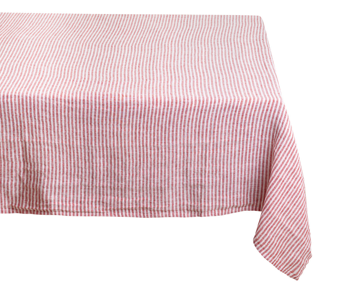 Narrow Stripe Linen Rectangle Tablecloth - Striped Tablecloth