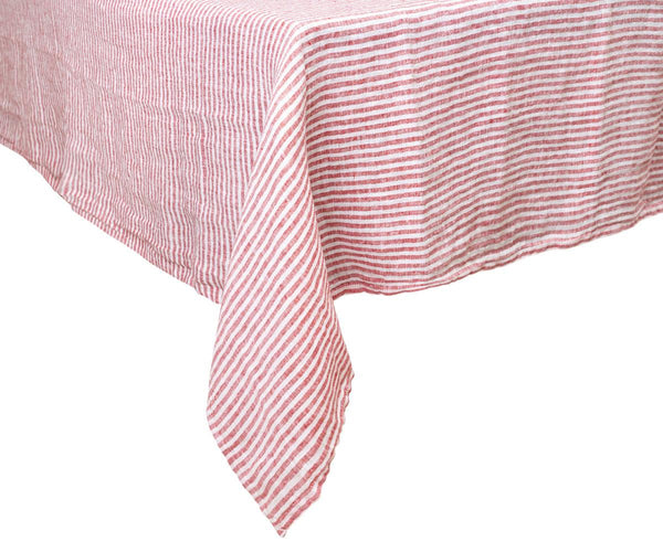 Narrow Stripe Linen Rectangle Tablecloth - Striped Tablecloth